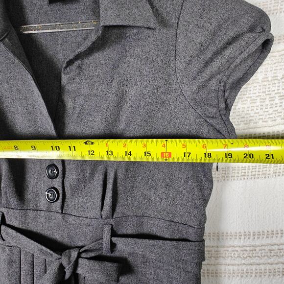 RB Collection New York Gray Button Front Belted Midi Dress Size 12 - Picture 4 of 8